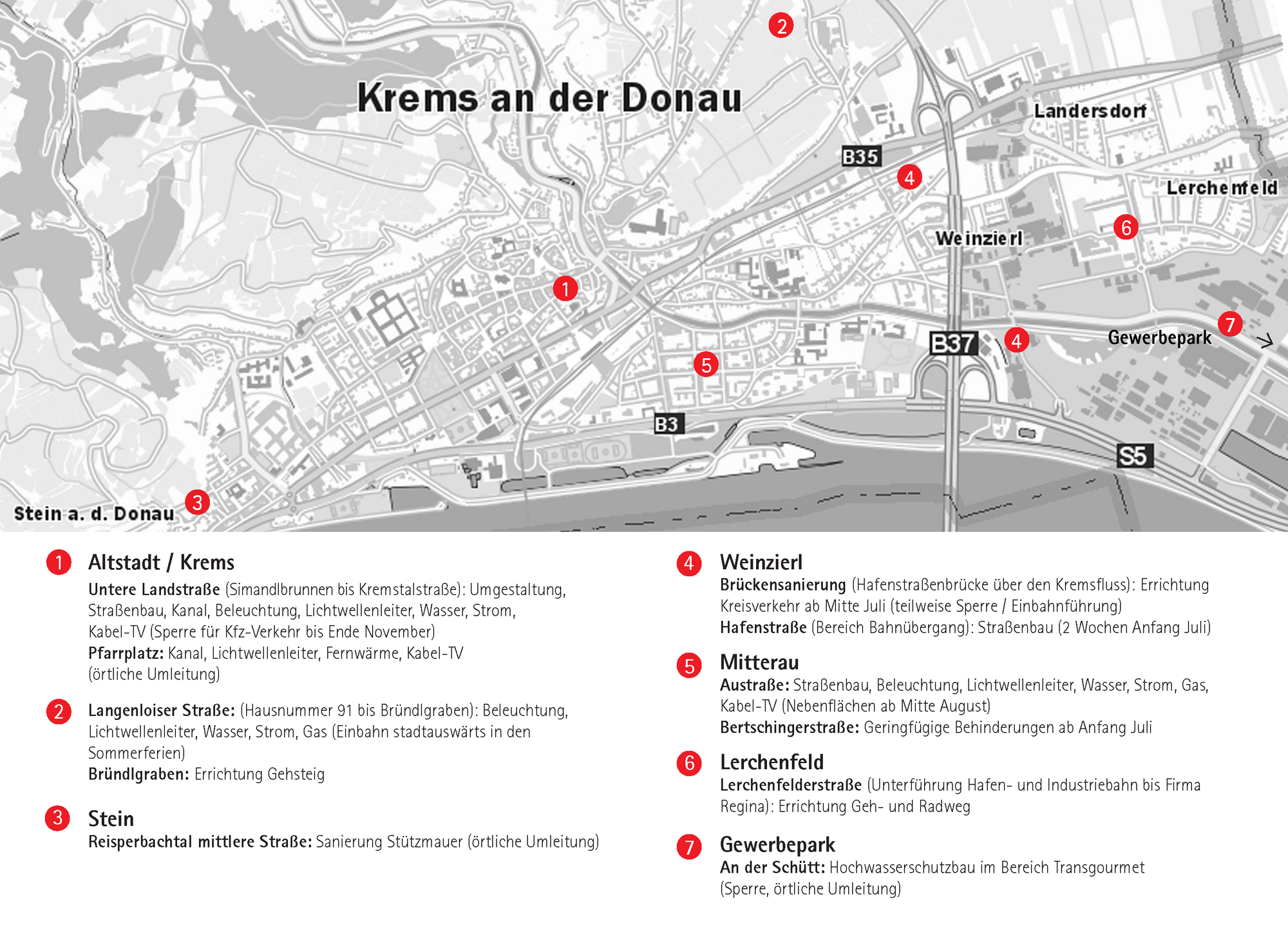 Stadtplan Sommerbaustellen