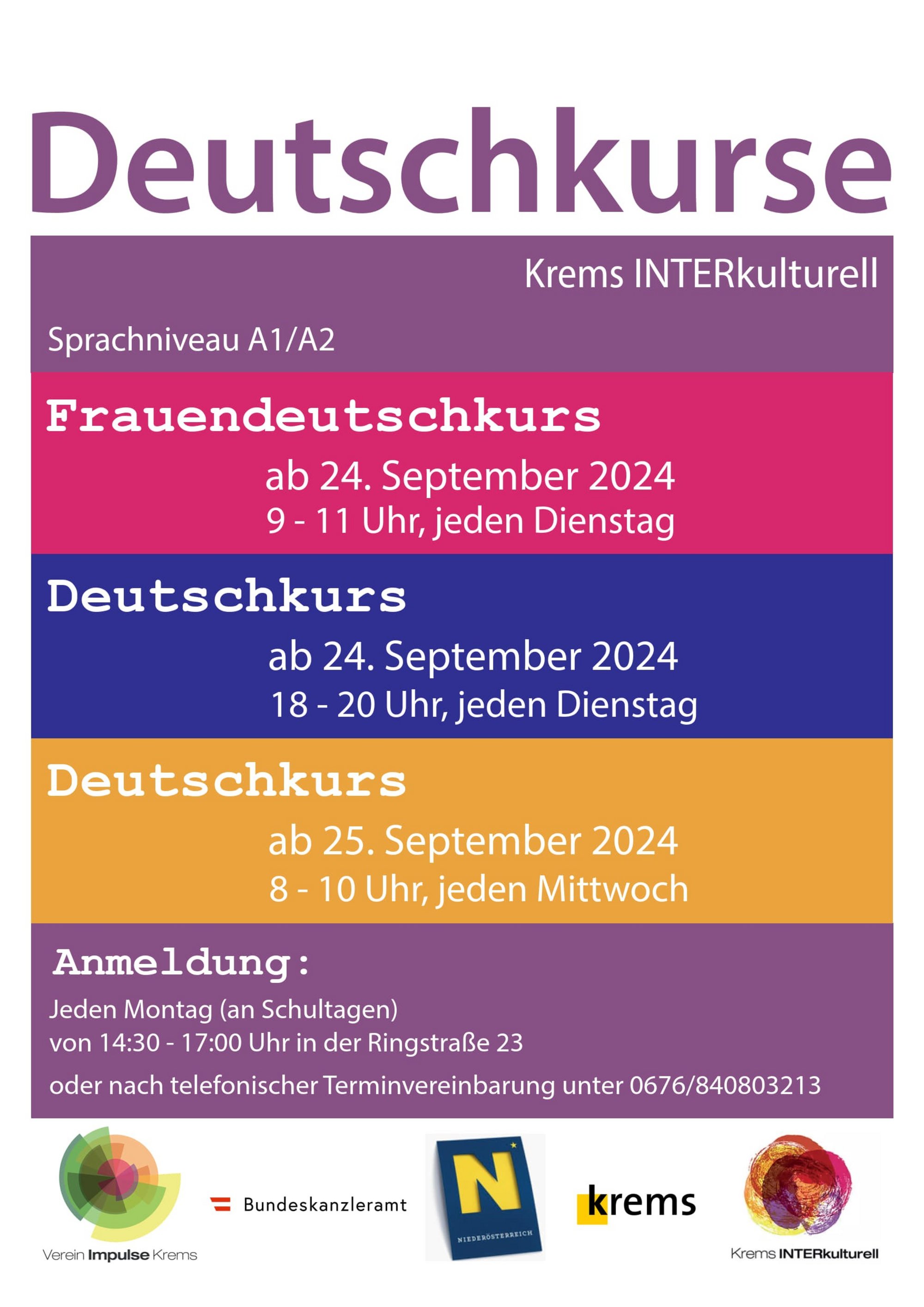 KremsINTERkulturell bietet Deutschkurse 