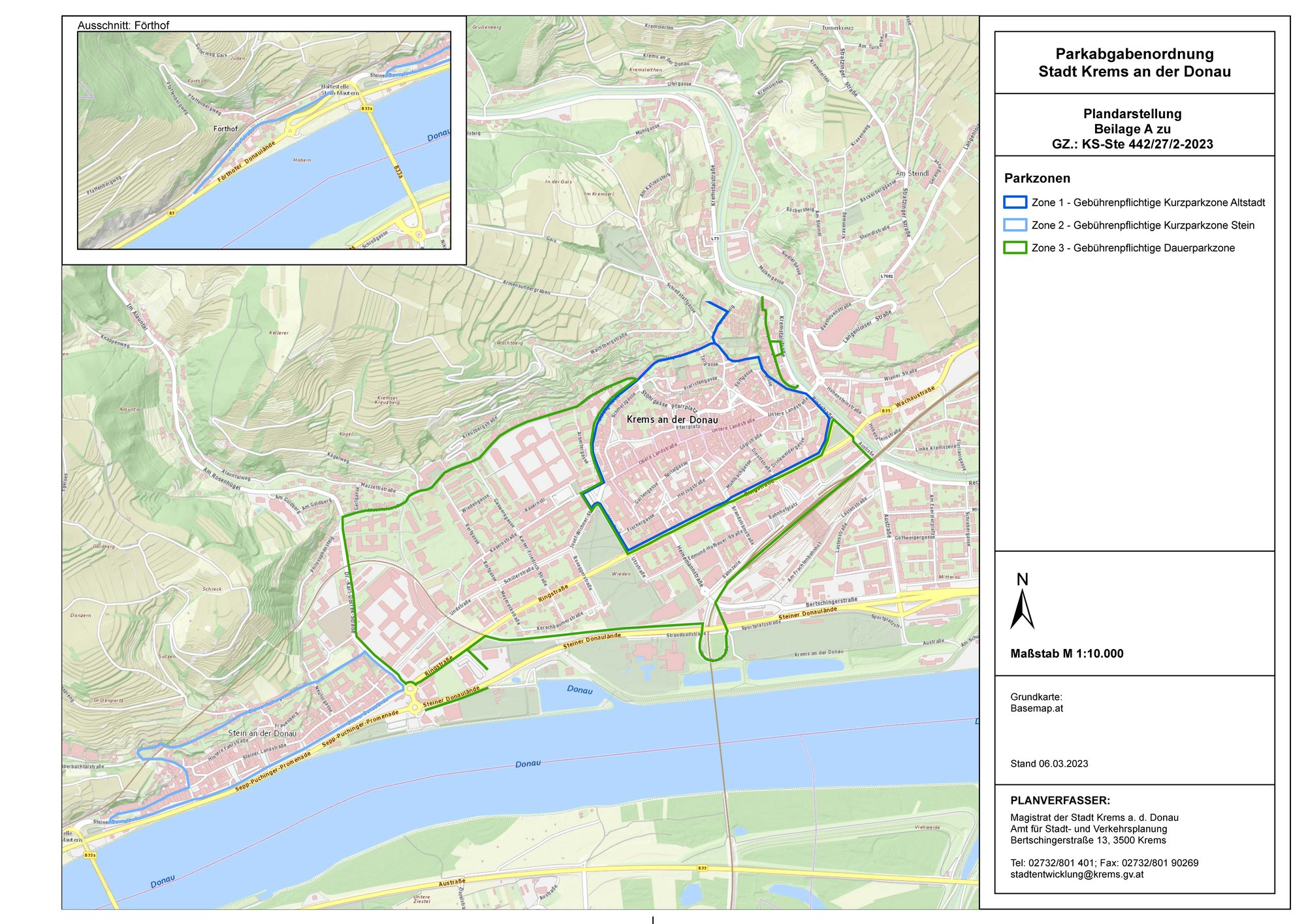Neue Parkordnung für Krems und Stein ab 1. Juli - Plan