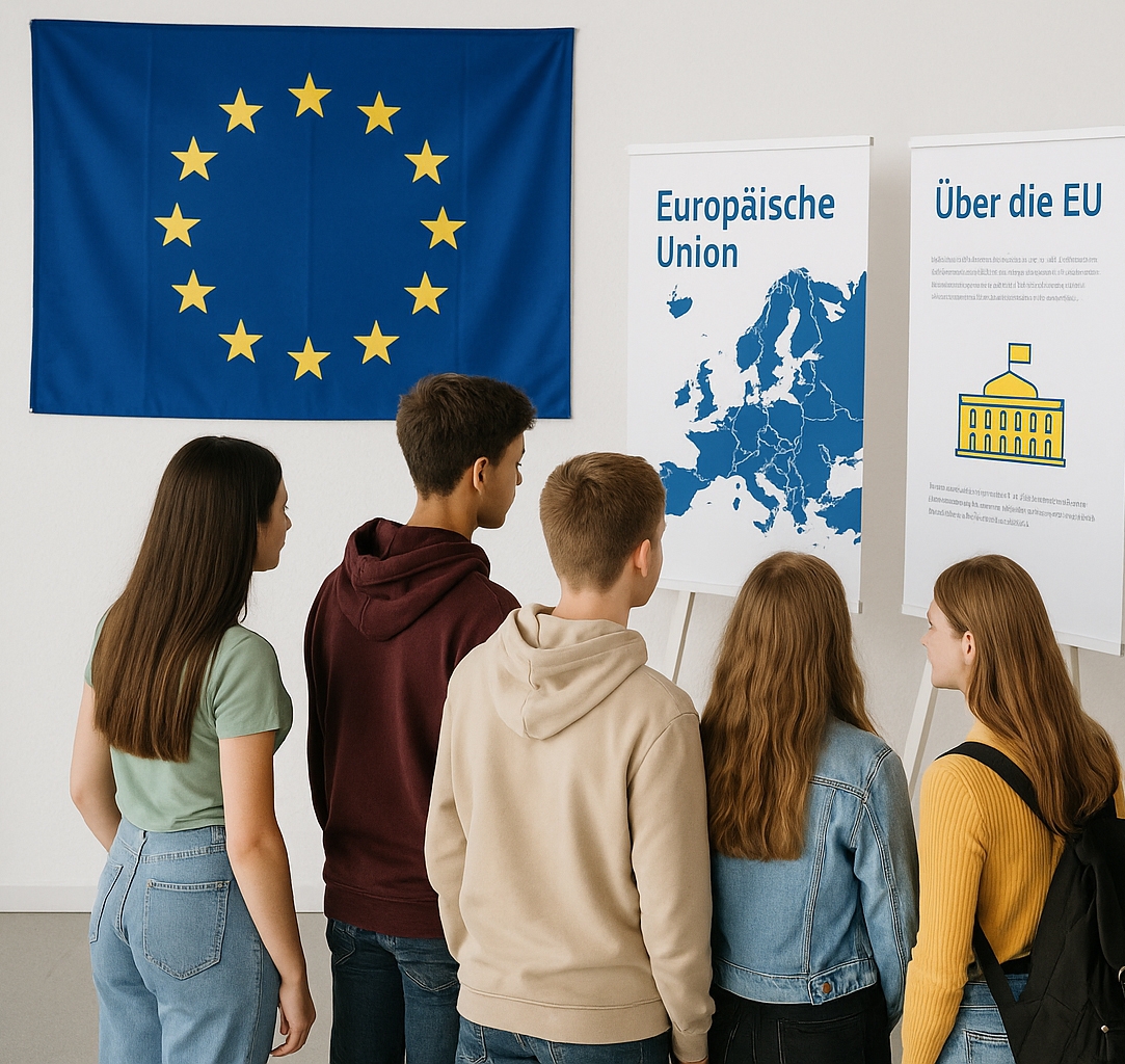 Jugendliche bei einer EU-Ausstellung